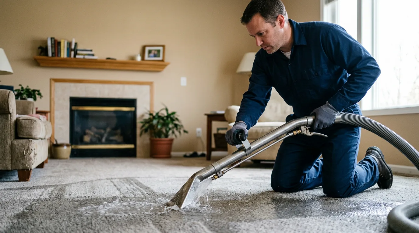 Water damage restoration technician working near Candler, NC